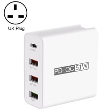 WLX-A6 Adattatore di alimentazione per caricabatterie da viaggio USB a ricarica rapida a 4 porte, spina UK