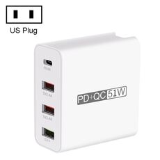 WLX-A6 Adattatore di alimentazione per caricabatterie da viaggio USB a ricarica rapida a 4 porte, spina USA