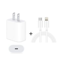 Caricabatteria da viaggio 2 in 1 PD da 18 W con interfaccia USB-C / Type-C + 3A PD3.0 Set di cavi dati per ricarica rapida da USB-C / Type-C a 8 pin, lunghezza cavo: 1 m (spina USA)