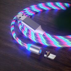 Cavo di ricarica per telefono cellulare con streamer colorato da USB a 8 pin con aspirazione magnetica, lunghezza: 1 m (luce colorata)