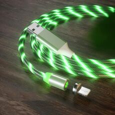 Cavo di ricarica per telefono cellulare con streamer colorato ad aspirazione magnetica da USB a 8 pin, lunghezza: 1 m (luce verde)