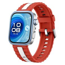 Cinturino in silicone bicolore a righe verticali per Huawei Watch Fit 4 / Fit 4 Pro / Fit 3 (rosso e bianco)