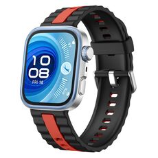 Cinturino in silicone bicolore a righe verticali per Huawei Watch Fit 4 / Fit 4 Pro / Fit 3 (nero e rosso)