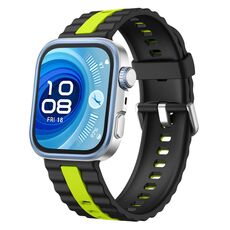 Cinturino in silicone bicolore a righe verticali per Huawei Watch Fit 4 / Fit 4 Pro / Fit 3 (nero e verde)