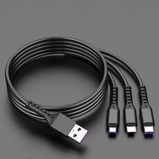 2 pz ZZ034 USB a 8 Pin + USB-C / Type-C + Micro USB 3 in 1 Cavo di ricarica veloce, Stile: 5A Super Fast-Black