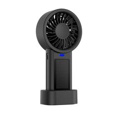 Ventilatore portatile e da tavolo alimentato ad energia solare con 5 velocità Turbo, 12 pale, ricarica rapida USB Type-C (nero)