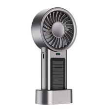 Ventilatore portatile e da tavolo alimentato ad energia solare con 12 pale turbo a 5 velocità e ricarica rapida USB Type-C (metallico)