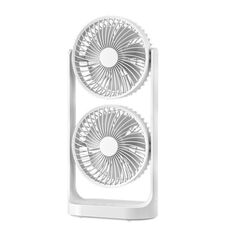 Ventilatore da scrivania a doppia testa, oscillante, regolabile a 360 gradi, ventola di raffreddamento portatile a 3 velocità, batteria da 4000 mAh
