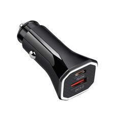 PD + QC3.0 Accendisigari per auto con caricatore rapido quadrato 2 in 1 (nero)