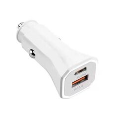 PD + QC3.0 Accendisigari per auto con caricatore rapido quadrato 2 in 1 (bianco)