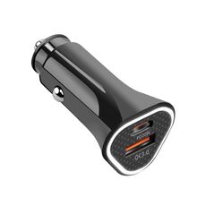 PD + QC3.0 Accendisigari per auto con caricatore rapido triangolare 2 in 1 (nero)