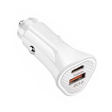PD + QC3.0 Accendisigari per auto con caricatore rapido triangolare 2 in 1 (bianco)