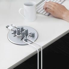 R-JUSK BJ15 Lega di alluminio regolabile regolabile multifunzione disco dati cavo dati metallico fisso base mobile telefono cellulare staffa della laptop (grigio argento)