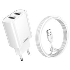 REMAX RP-U35 Jane Series 2.1A Set di caricabatterie rapido con doppia porta USB, cavo: 8 pin (spina UE)