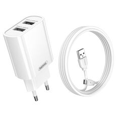 REMAX RP-U35 Jane Series 2.1A Set di caricabatterie rapido con doppia porta USB, Cavo: Micro USB (spina UE)