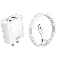 REMAX RP-U35 Jane Series 2.1A Set di caricabatterie rapido con doppia porta USB, Cavo: USB-C/Tipo-C (spina CN)
