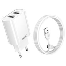 REMAX RP-U35 Jane Series 2.1A Set di caricabatterie rapido con doppia porta USB, Cavo: USB-C/Tipo-C (spina UE)