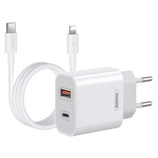 REMAX RP-U68 Set di caricabatterie rapido a doppia interfaccia USB + USB-C/Type-C da 20 W, specifica: Spina UE (bianca)