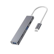 5 in 1 8 pin a slot per schede SD / TF + 3 porte USB HUB docking station multifunzione (grigio)