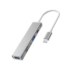 5 in 1 8 pin a slot per schede SD / TF + 3 porte USB HUB docking station multifunzionale (argento)