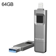64 GB NK-828 8 Pin + USB 2 in 1 U Disk in lega di zinco con sblocco delle impronte digitali