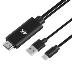 Onten 9572A Alimentatore USB Cavo da USB-C/Tipo-C a HDMI 4K in lega di alluminio, lunghezza: 1,8 m (nero)