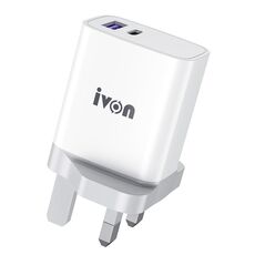 Ivone AD52 18W USB-C / Type-C + USB Dual Port PD Carica veloce (spina del Regno Unito)