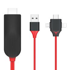 Mirascreen L7-8 3 in 1 8 Pin + micro USB + USB-C / Type-C a cavo convertitore video HDMI, lunghezza del cavo: 2m