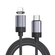 Cavo dati magnetico da USB-C / da tipo C a 8 pin da 27 W a ricarica rapida, stile: cavo da 1 m + testina magnetica