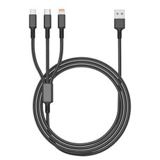 Spina arancione 3A 3 in 1 USB a Type-C / 8 pin / Cavo di ricarica rapida Micro USB, lunghezza cavo: 1,2 m (nero)
