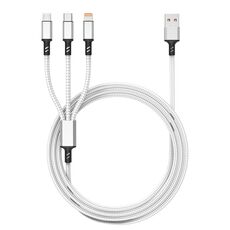 Spina arancione 3A 3 in 1 da USB a Type-C / 8 pin / Cavo di ricarica rapida Micro USB, lunghezza cavo: 1,2 m (argento)