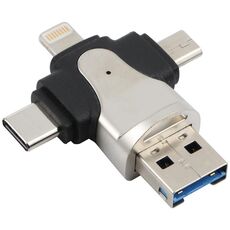 4 in 1 8 Pin + USB-C / TYPE-C + Micro USB + USB 3.0 Maschio TF Lettore di schede