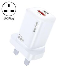 WK WP-U140 33 W Power Series USB + USB-C/Type-C Caricabatterie rapido, Specifiche: Spina UK (bianco)