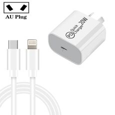 1M AU-20W PD USB-C / Type-C Caricabatterie da viaggio con cavo dati USB-C a 8 PIN, plug AU