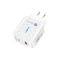 PD03 20W Type-C + QC3.0 Caricabatterie USB con indicatore luminoso, spina USB (bianco)