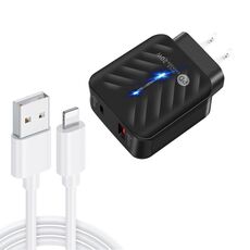 Caricabatterie USB PD03 20W PD3.0 + QC3.0 con cavo dati USB a 8 PIN, spina USB (nero)