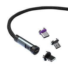 Cavo dati a ricarica rapida magnetica rotante CC57 a 540 gradi, lunghezza cavo: 1 m (nero)