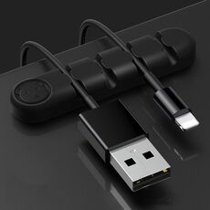 5 pezzi 4 fori Bear Silicone Desktop Cable Desktop Cable Organizzazione e dispositivo di fissaggio (nero)