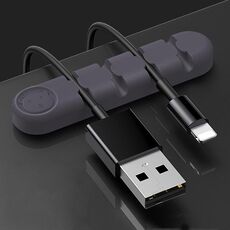 5 PCS 4 fori da 4 fori Bear Silicone Desktop Data Cable Organizzazione e dispositivo di fissaggio (grigio lavanda)