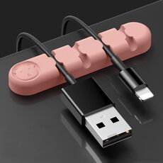 5 PCS 4 fori Bear Silicone Desktop Cable Data Cable Organizzazione e dispositivo di fissaggio (Girly Pink)