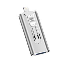 128 GB Micro USB + 8 PIN + USB 2.0 3 in 1 computer U-disco del telefono cellulare (argento)