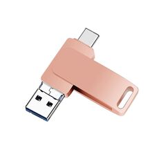 32 GB USB 3.0 + 8 PIN + USB-C / TYPE-C 3 in 1 Phone Phone Computer Metallo rotabili U-disco (rosa)