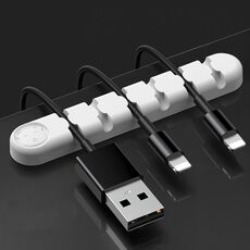 5 PCS 6 fori Bear Silicone Desktop Data Cable Cable Organizzazione e dispositivo di fissaggio (bianco)