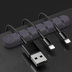 5 PCS 6 fori da 6 fori Bear Silicone Desktop Cable Data Cable Organizzazione e dispositivo di fissaggio (grigio lavanda)