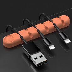 5 PCS 6 fori da 6 fori Bear Silicone Desktop Cable Desktop Cable Organizzazione e dispositivo di fissaggio (Orange di corallo)