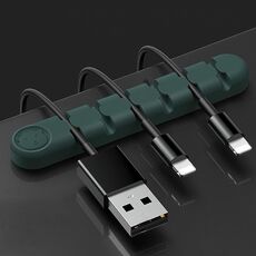 5 PCS 6 fori Bear Silicone Desktop Data Cable Cable Organizzazione e dispositivo di fissaggio (verde scuro)