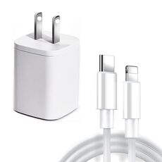 Cyke USB60 20W Mini PD Type-C Port Caricabatterie veloce con cavo tipo da c a 8 pin, spina USA (set bianco)