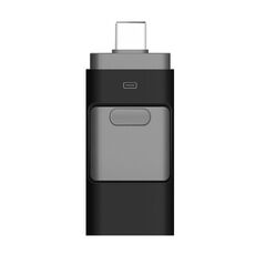 256 GB Type-C + 8 Pin + USB 3.0 3 in 1 OTG Metallo USB Flash Drive (nero)