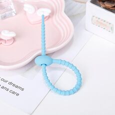20 PCS Silicone Data Cable Stoccaggio cinturino cavo Organizzatore (blu)