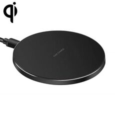 Caricabatterie wireless rotondo in metallo da 15W Smart Carica veloce (nero + superficie nera)
